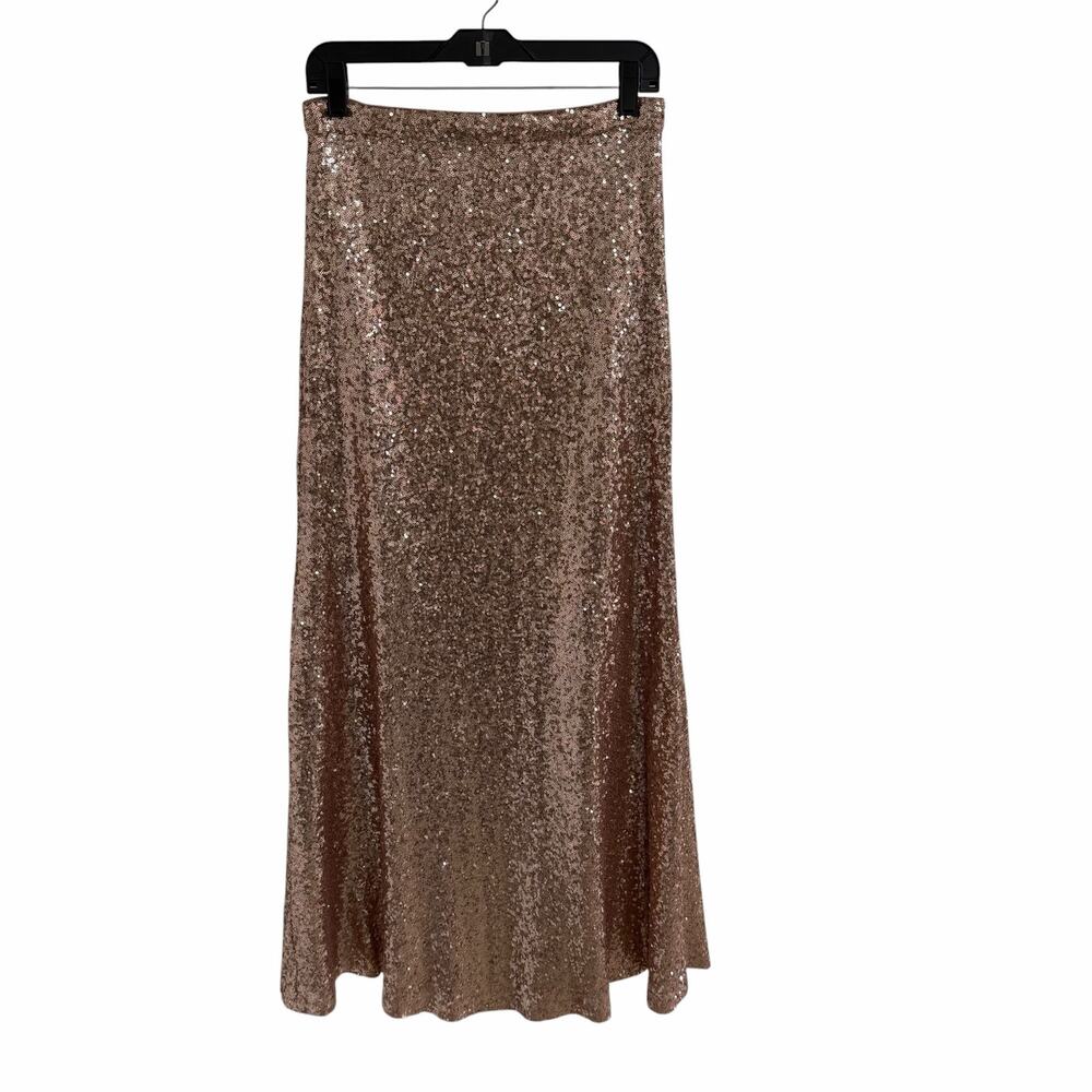 Jenny Yoo Collection Metallic Rose Gold Sequin Maxi Skirt Womens Size 8